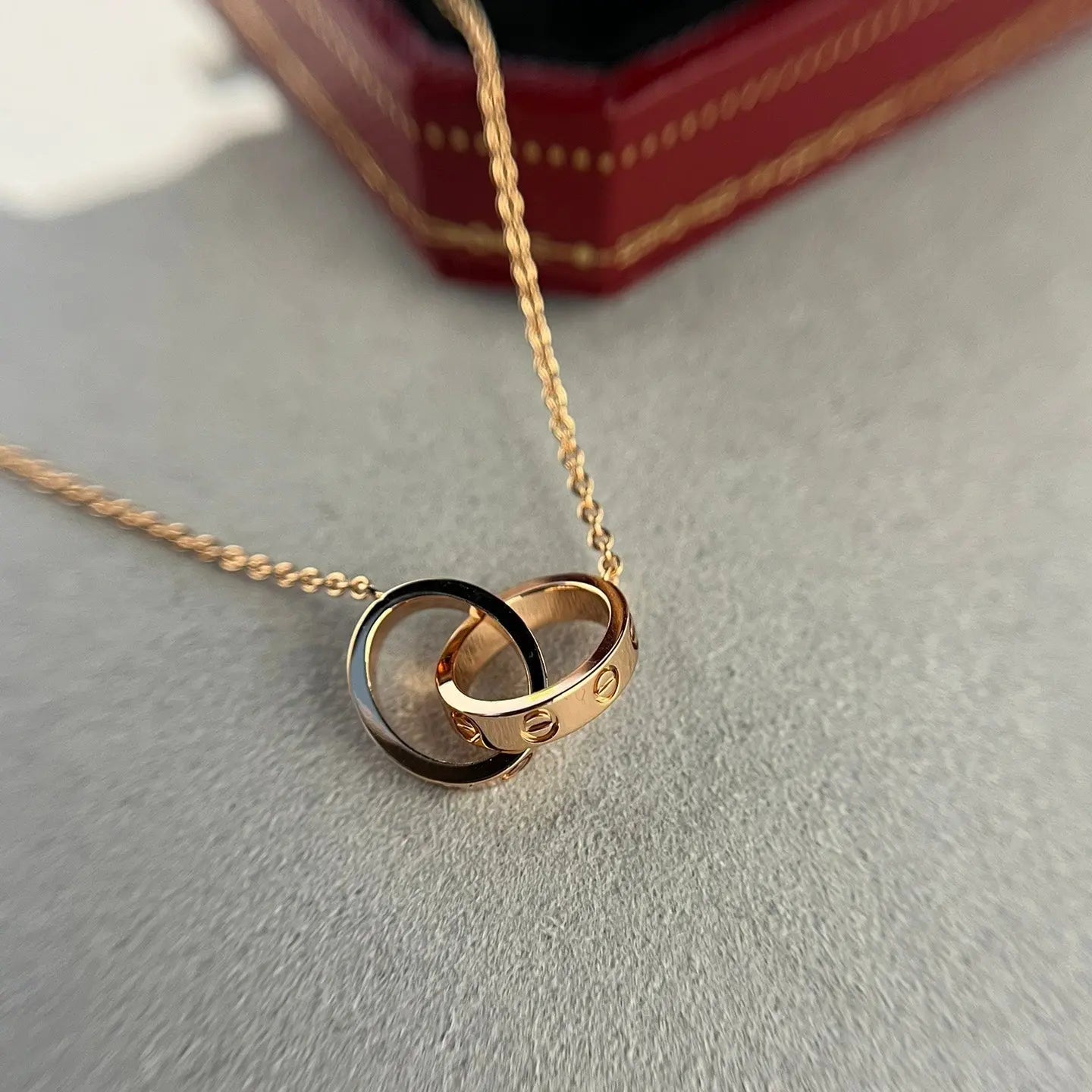 LOVE HALSKETTE DOPPELRING | ROSA GOLD Juwelora