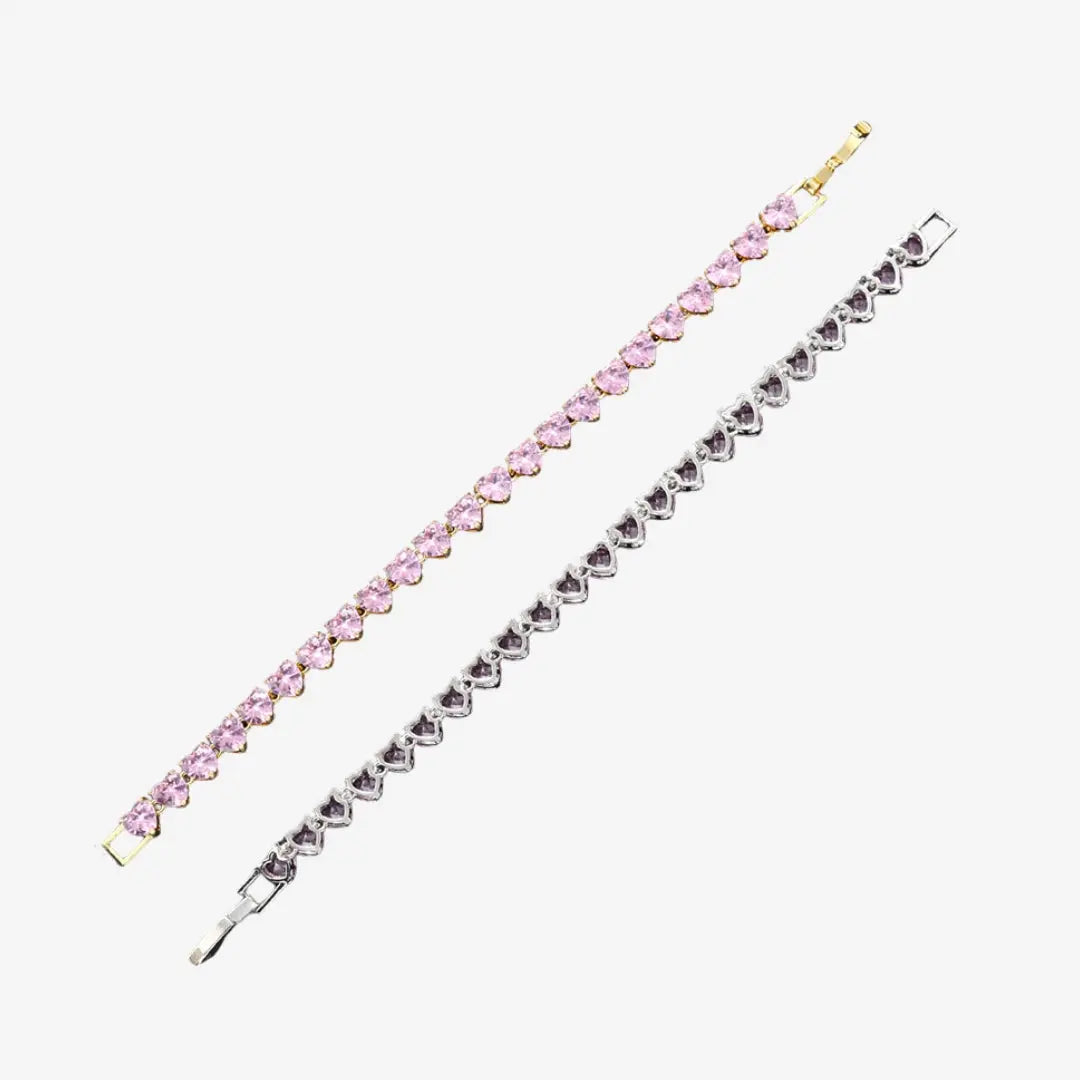 ARMBAND TENNIS MIT ROSA HERZ JUWELORA