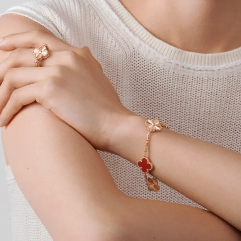 Amber Armband - Roségold / Rotes Muster JUWELORA