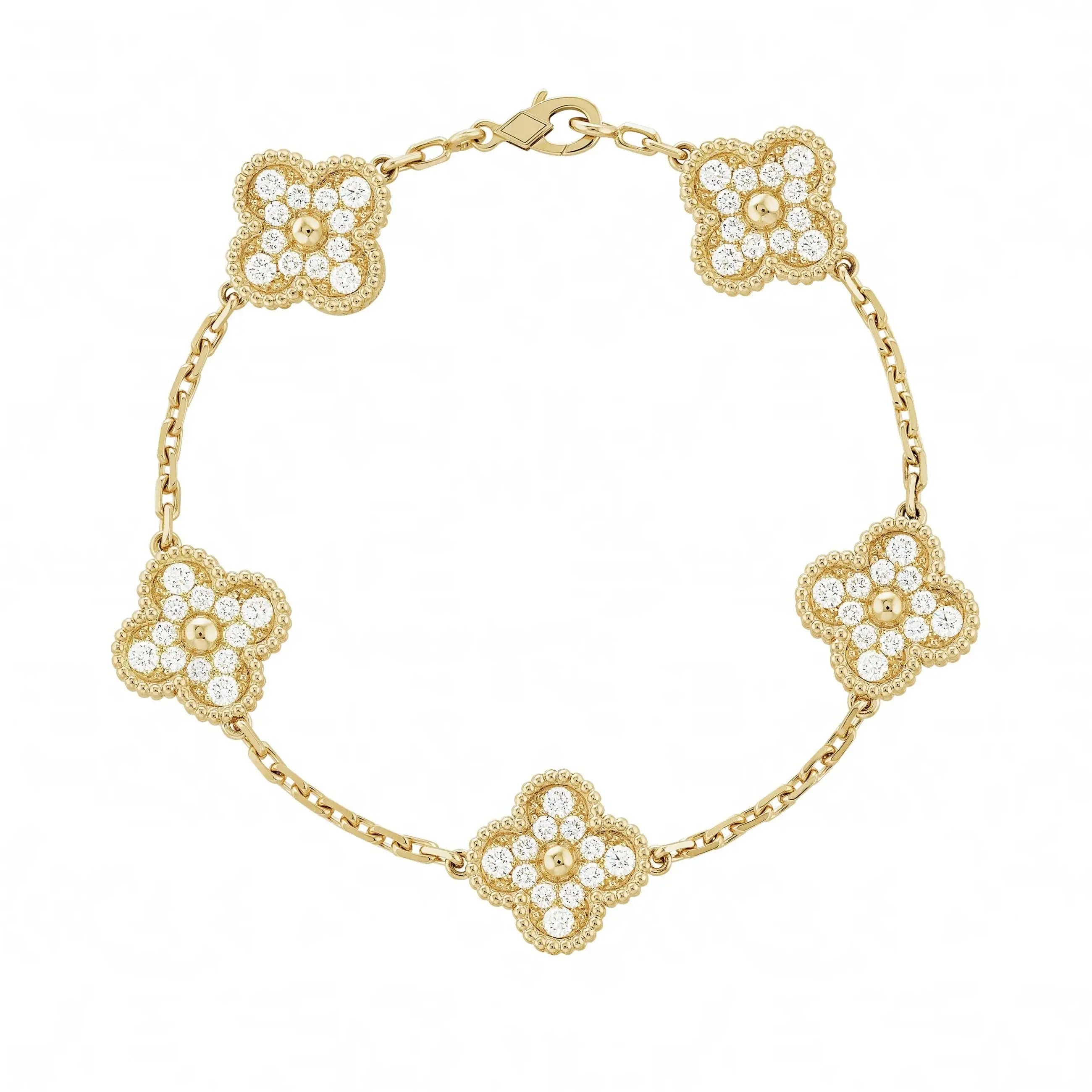 Goldenes | Kleeblatt-Diamant-Armband Viléa