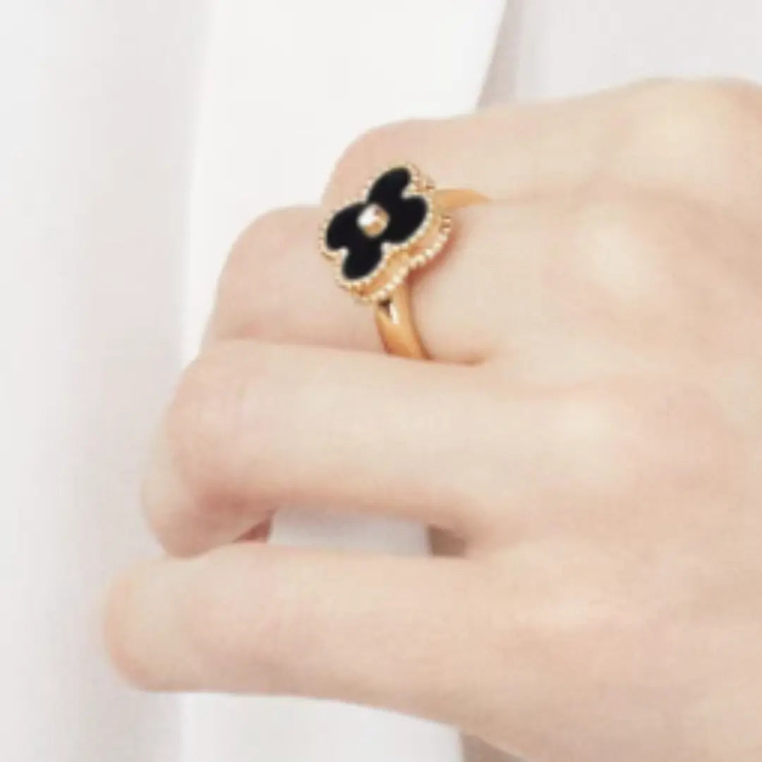 Amber Ring - Schwarz / Gold JUWELORA