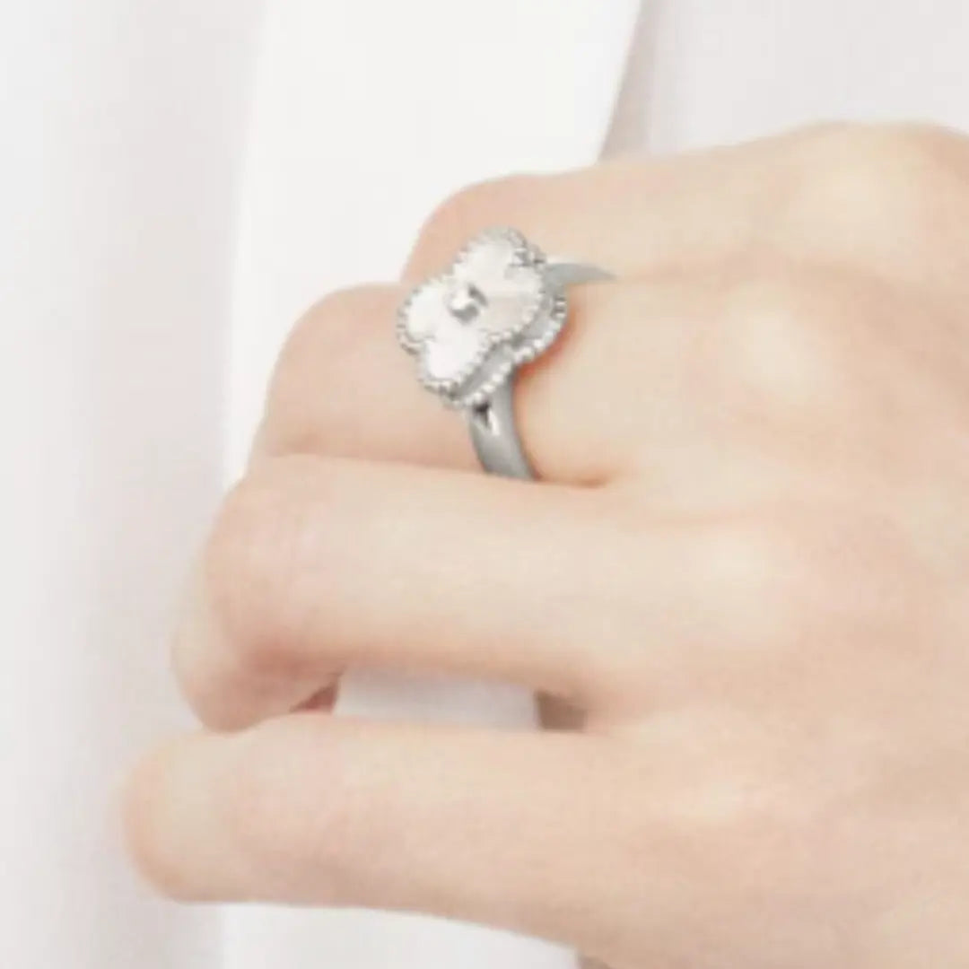 Amber Ring - Weiß / Silber JUWELORA