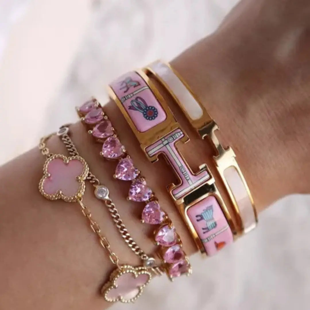 ARMBAND TENNIS MIT ROSA HERZ JUWELORA