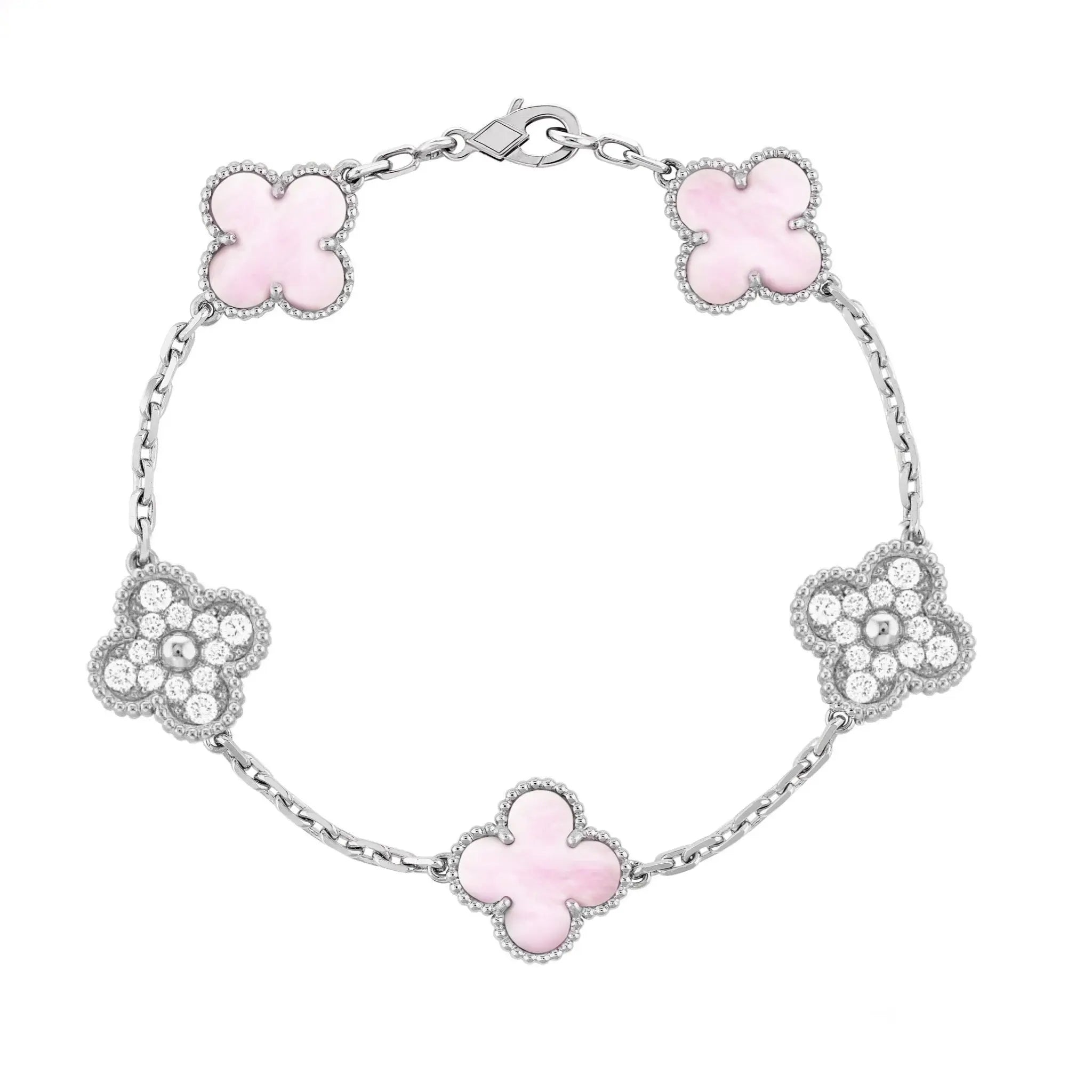 Silberrosa | Kleeblatt-Diamant-Armband JUWELORA