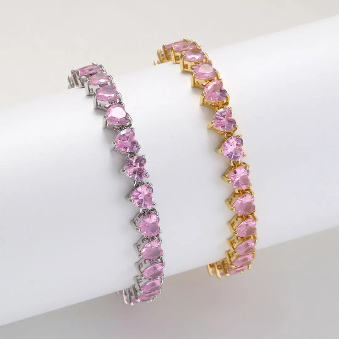 ARMBAND TENNIS MIT ROSA HERZ JUWELORA